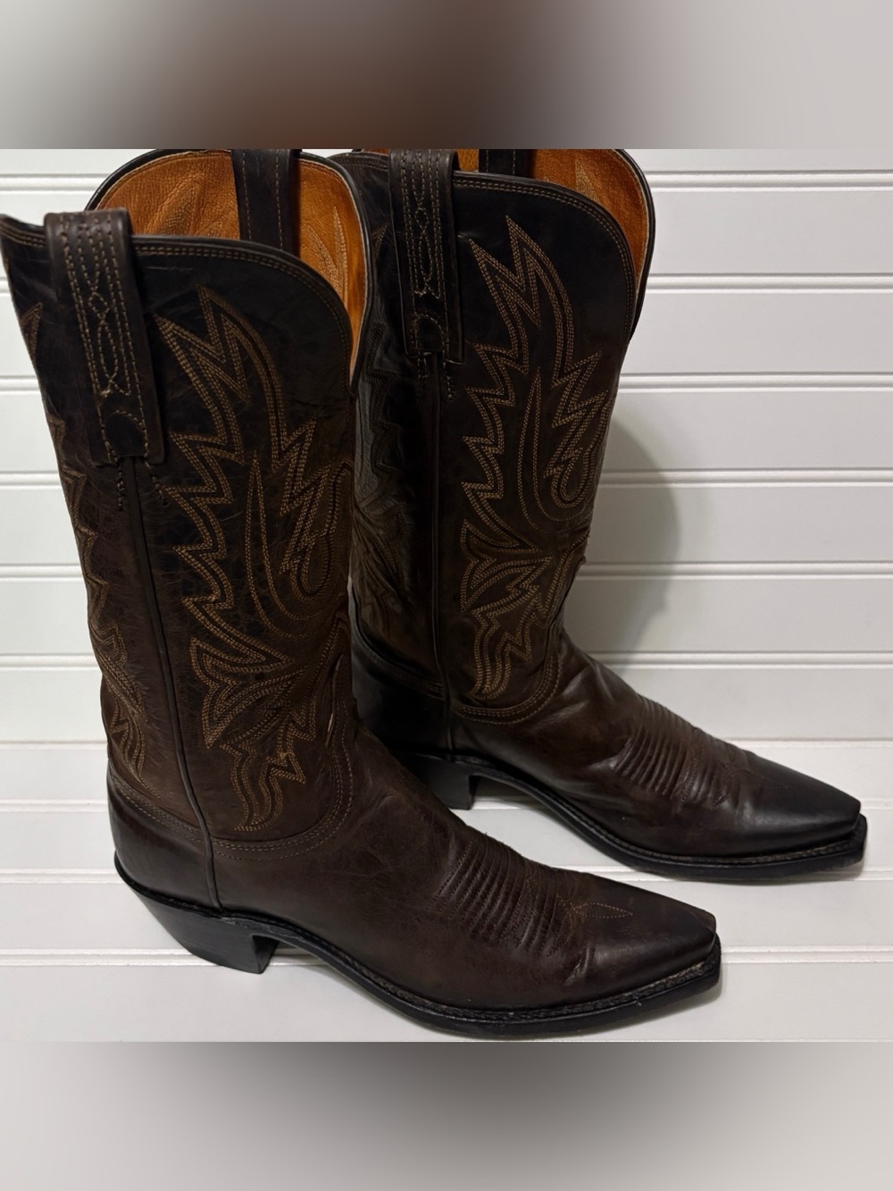 LUCCHESE 1883 Savannah Mad Dog Goat Chocolate Brown Cowboy Boots Womens Size 7 B